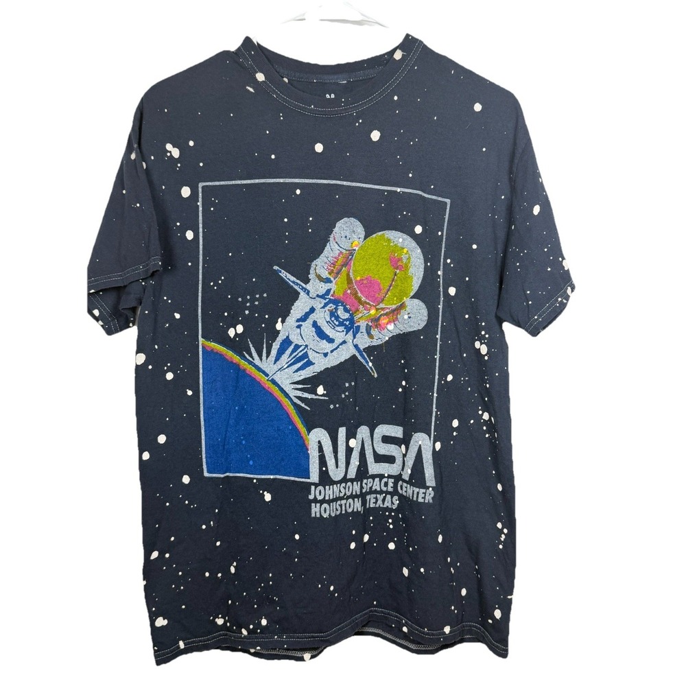 NASA Junk Food Clothing Tee Small Black Splatter Graphic Space‎ Y2K